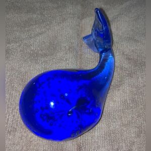 Blue Glass Whale Figurine